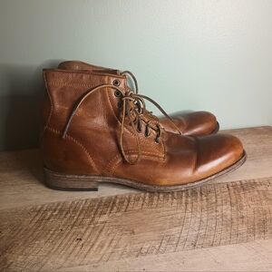 Frye Mens Tyler Boot 13D Cognac Leather Lace Up Oxford Chukka Rustic Heritage